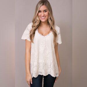 Show Me Your Mumu Lola Lace Blouse Ivory Small Bridal Party Top